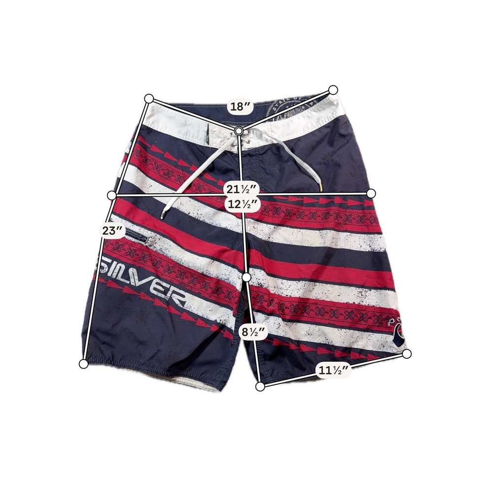 Vintage Quiksilver Board Shorts Mens 36 State of Hawaii Flag Striped Pocket Y2K - Picture 9 of 10